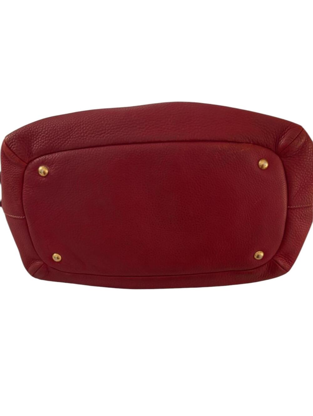 Prada Red Pebbled Leather Satchel Handbag - Picture 2 of 11